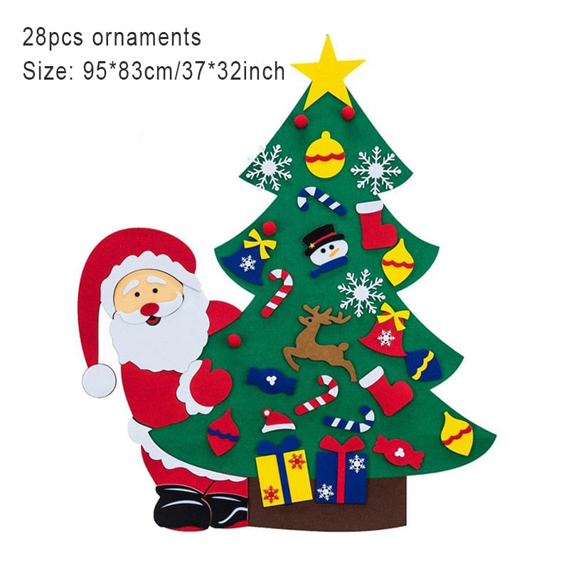 Baby Montessori Toy 32pcs DIY Felt Christmas Tree Toddlers Busy Board Xmas Tree Gift For Boy Girl Door Wall Ornament Decorations-Style C-China-