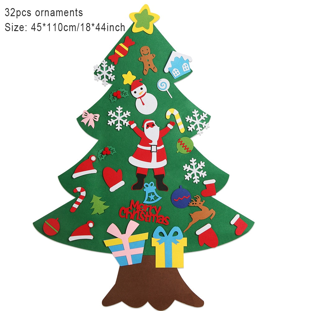 Baby Montessori Toy 32pcs DIY Felt Christmas Tree Toddlers Busy Board Xmas Tree Gift For Boy Girl Door Wall Ornament Decorations-Style B-China-