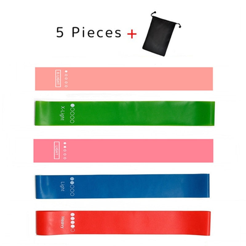 5Pcs/Set Yoga Resistance Rubber Bands Expander Belt Bodybuilding Fitness Equipment Pilates Sport Training Workout Elastic Bands-5 colors with bag 3-