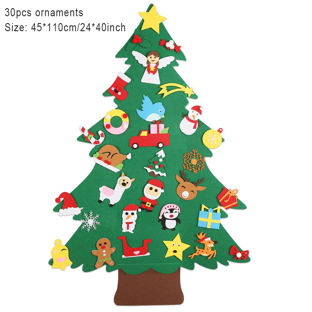 Baby Montessori Toy 32pcs DIY Felt Christmas Tree Toddlers Busy Board Xmas Tree Gift For Boy Girl Door Wall Ornament Decorations-Angel-China-