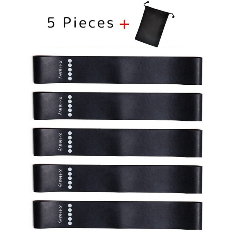 5Pcs/Set Yoga Resistance Rubber Bands Expander Belt Bodybuilding Fitness Equipment Pilates Sport Training Workout Elastic Bands-black with bag-