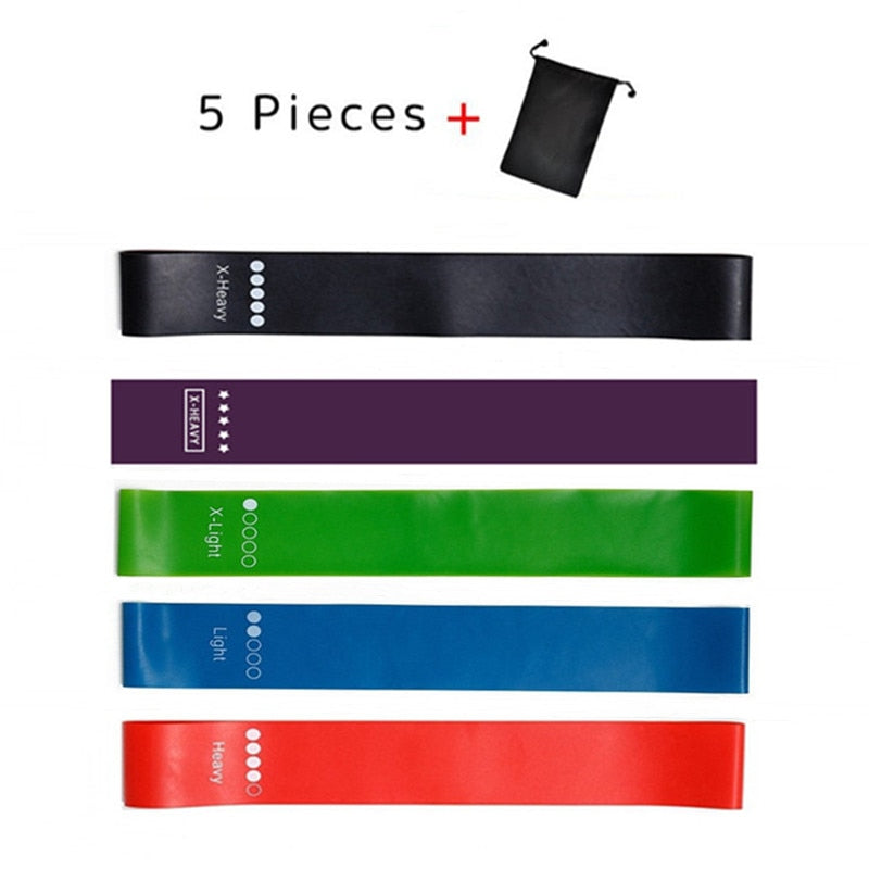 5Pcs/Set Yoga Resistance Rubber Bands Expander Belt Bodybuilding Fitness Equipment Pilates Sport Training Workout Elastic Bands-5 colors with bag 5-