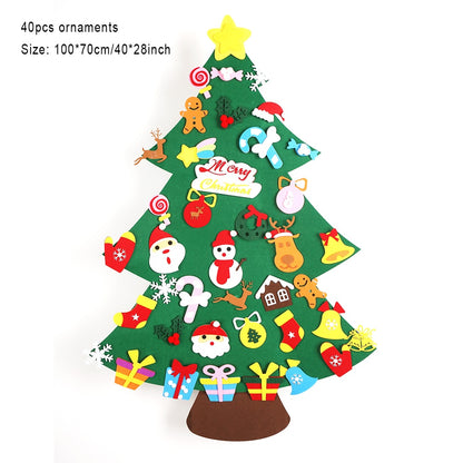 Baby Montessori Toy 32pcs DIY Felt Christmas Tree Toddlers Busy Board Xmas Tree Gift For Boy Girl Door Wall Ornament Decorations-Style F-China-