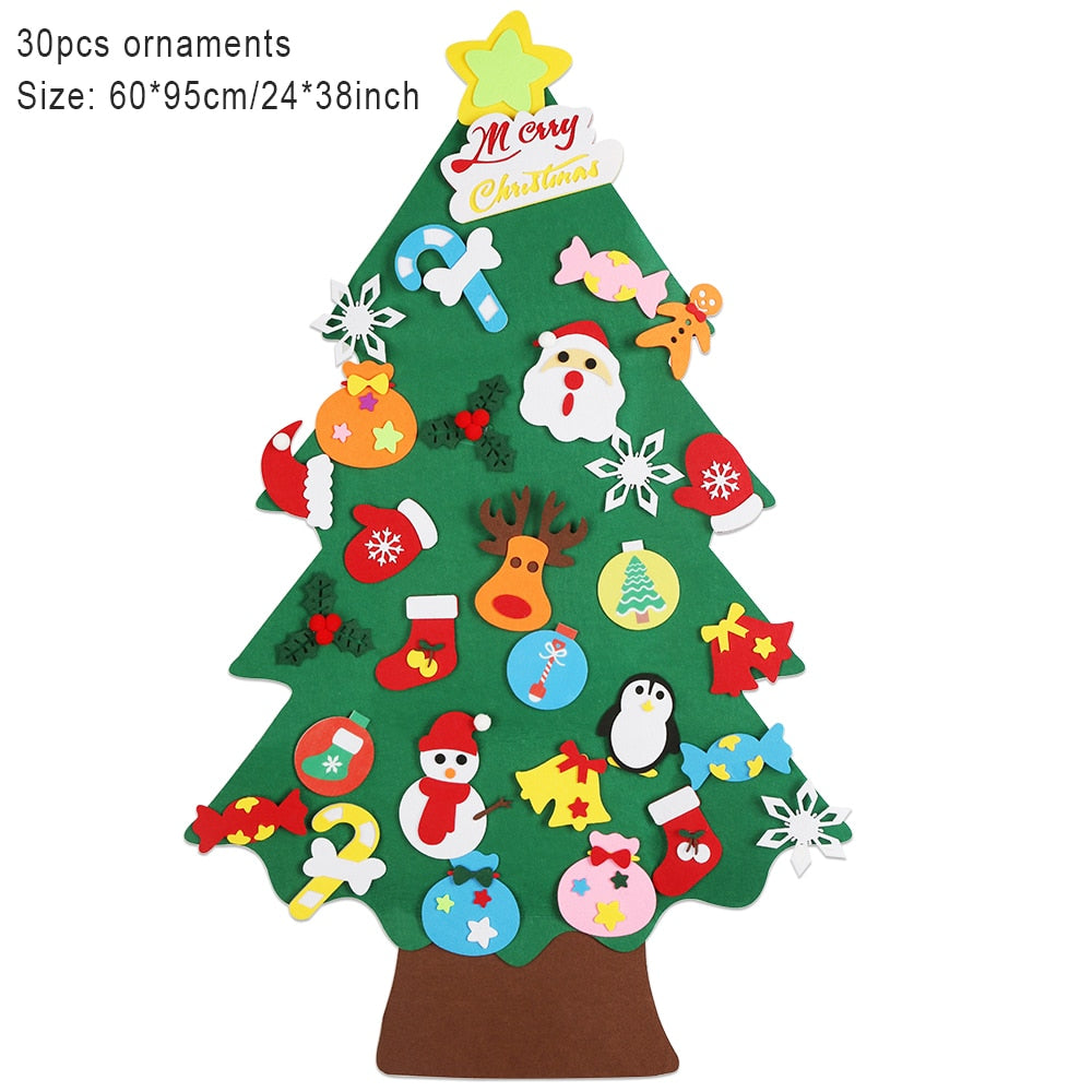 Baby Montessori Toy 32pcs DIY Felt Christmas Tree Toddlers Busy Board Xmas Tree Gift For Boy Girl Door Wall Ornament Decorations-Candy-China-