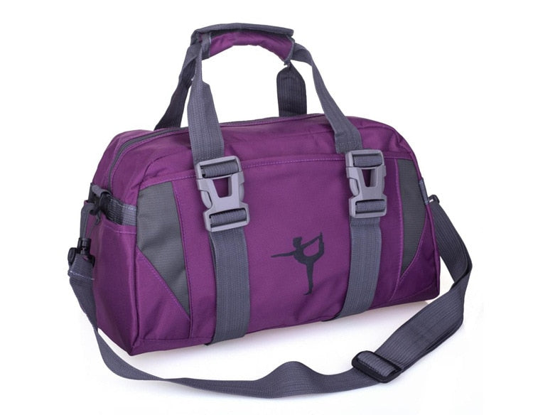 Yoga Fitness Bag Waterproof Nylon Training Shoulder Crossbody Sport Bag For Women Fitness Travel Duffel Clothes Gym Bags-Plum-