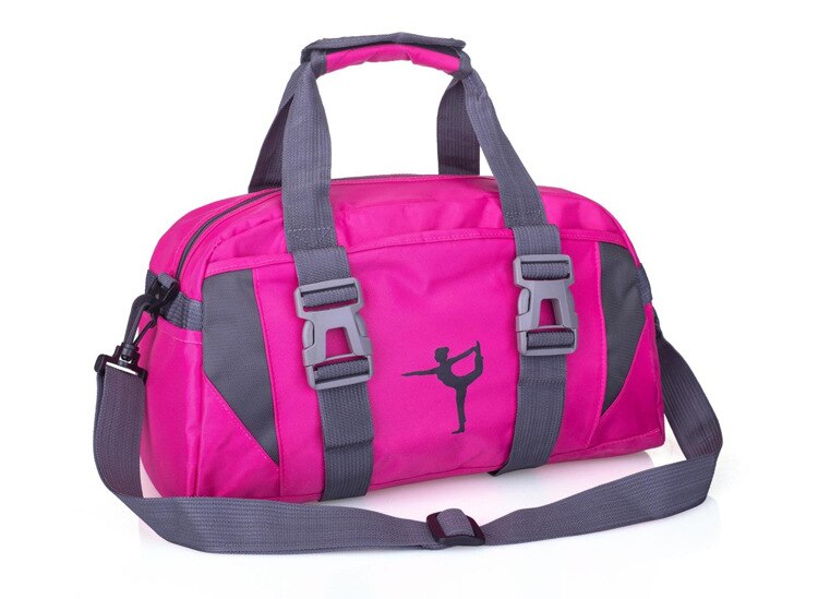 Yoga Fitness Bag Waterproof Nylon Training Shoulder Crossbody Sport Bag For Women Fitness Travel Duffel Clothes Gym Bags-RoseRed-