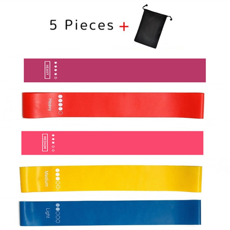 5Pcs/Set Yoga Resistance Rubber Bands Expander Belt Bodybuilding Fitness Equipment Pilates Sport Training Workout Elastic Bands-5 colors with bag 6-