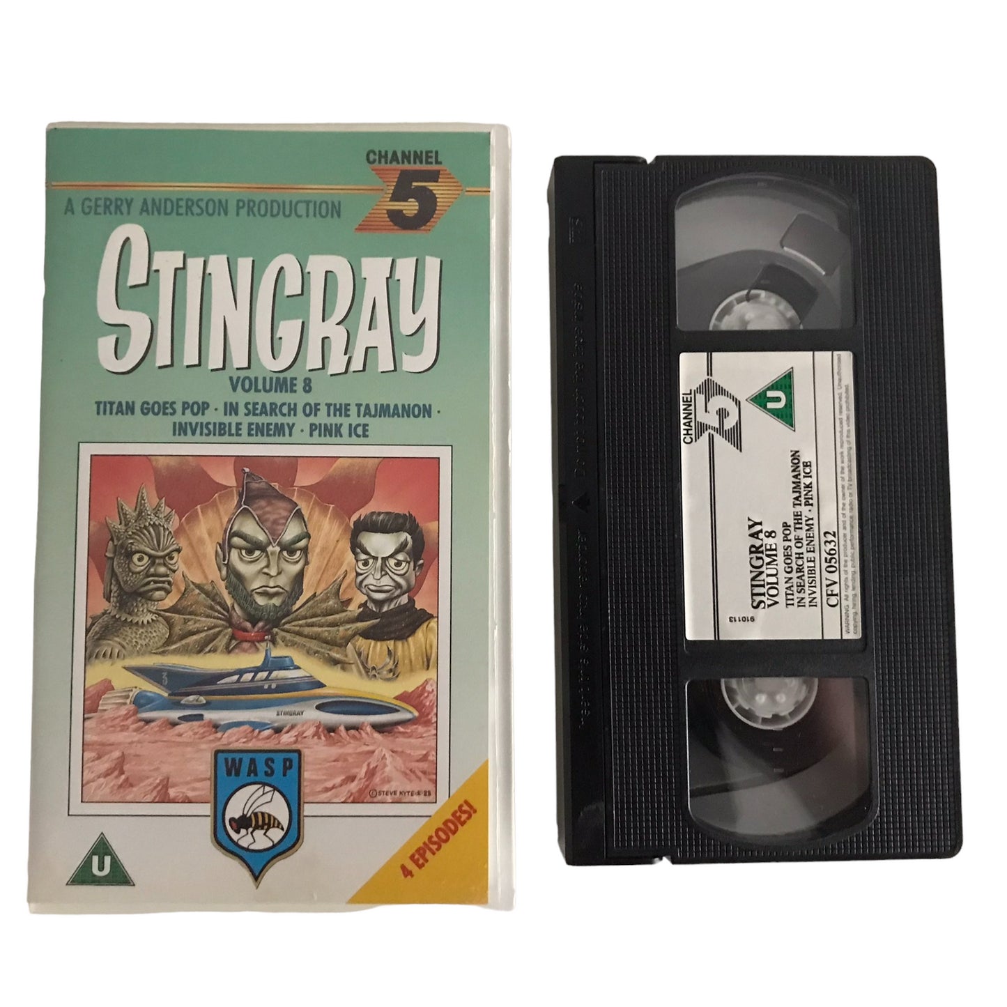 Stingray Volume 8 - Titan Goes Pop Of The Tajmnon In Invisible Enemy - Pink Ice - Channal 5 Video - CFV05632 - Kids - Pal - VHS-